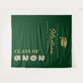 Moderner Gold Script Emerald Green Abschluss Wandteppich (Vorderseite (Horizontal))