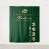Moderner Gold Script Emerald Green Abschluss Wandteppich (Vorderseite)