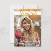 Moderner Gold Script Foto Abschluss Einladung (Vorderseite)