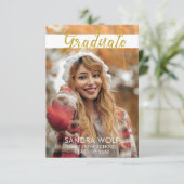 Moderner Gold Script Foto Abschluss Einladung (Stehend Vorderseite)