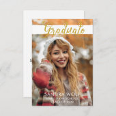 Moderner Gold Script Foto Abschluss Einladung (Vorne/Hinten)