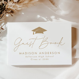 Moderner Gold Script Foto Abschluss Gästebuch