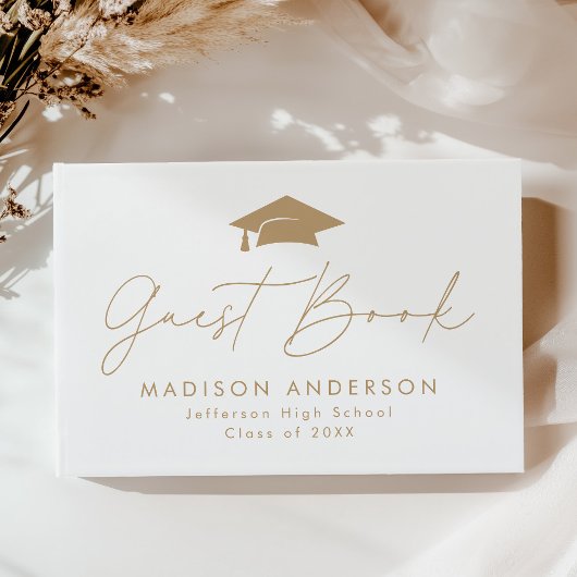 Moderner Gold Script Foto Abschluss Gästebuch