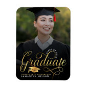 Moderner Gold Script Foto Abschluss Magnet (Vertikal)