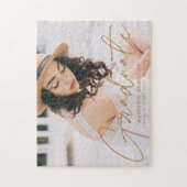 Moderner Gold Script Foto Abschluss Puzzle (Vertikal)