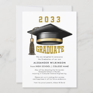 Moderner Gold Script Minimalistisch GRAD Cap Absch Ankündigung