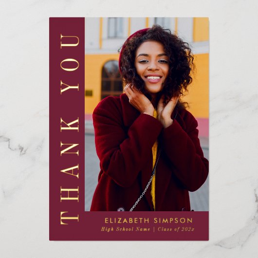 Moderner Gold Text Abschluss Vielen Dank für Ihre Folieneinladung (Vorderseite)