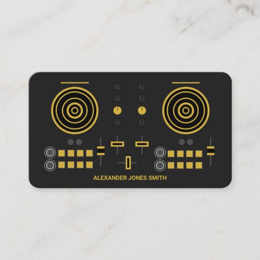 Moderner Gold-Tone-DJ-Controller Visitenkarte (Vorderseite)