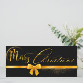 Moderner Gold- und Schwarz-Weihnachtsgeschenkgutsc Einladung (Stehend Vorderseite)