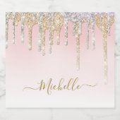 Moderner Gold- und Silbermond-Glitzer Schaumweinetikett (Einzelnes Label)