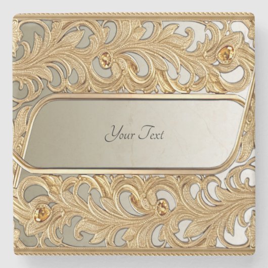 Moderner Gold Verziert Stone Untersetzer (Vorderseite)