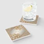 Moderner Gold Verzierter Blumengestein Untersetzer (Seitenansicht)