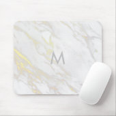 Moderner Goldakzent aus weißem Marmor Mousepad (Mit Mouse)