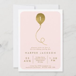 Moderner Goldballon & Blush 1./jedes Alter Geburts
