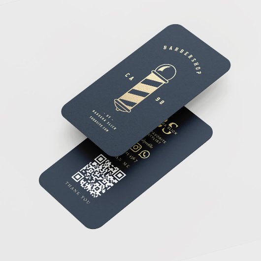 Moderner Goldbarren-Pole-Barbershop Männer-Haarsch Visitenkarte