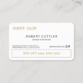 Moderner Goldbarren-Salon-Loyalon Visitenkarte (Rückseite)