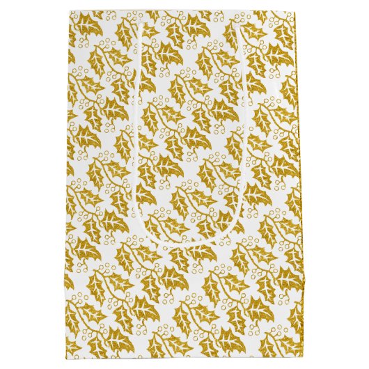 Moderner Goldberger Glitzer Weihnachtsfeiertag Mittlere Geschenktüte (Rückseite)