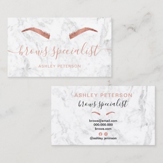 Moderner Goldbraun der Rose aus weißem Marmor Visitenkarte (Vorne/Hinten)