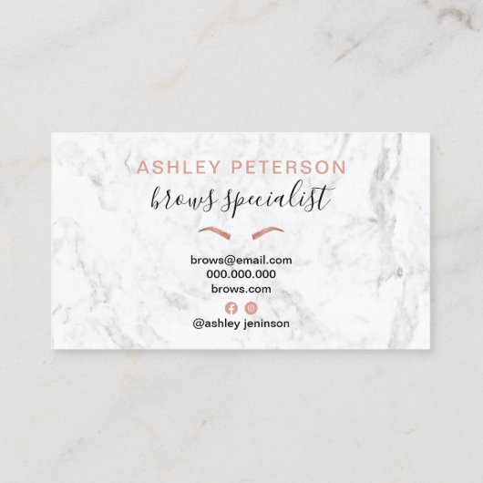 Moderner Goldbraun der Rose aus weißem Marmor Visitenkarte (Rückseite)