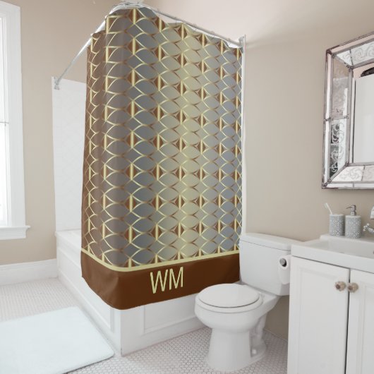 Moderner goldbrauner und grauer Duschvorhang (Beispiel)