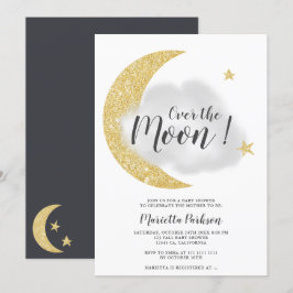 Moderner Goldbrunnen-Glitzer über der Mond-Star-Ba Einladung