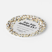 Moderner Goldconfetti-Abschluss-Party-Teller Pappteller (Schrägansicht)