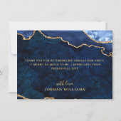 Moderner Golden Blue Marble Agate RN Abschluss Dankeskarte (Rückseite)