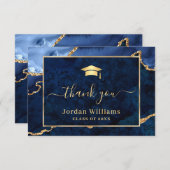Moderner Golden Blue Marmor Agate Abschluss Dankeskarte (Vorne/Hinten)