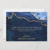 Moderner Golden Blue Marmor Agate Abschluss Dankeskarte (Rückseite)