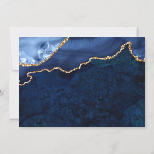 Moderner Golden Blue Marmor Agate Abschluss Dankeskarte (Rückseite)