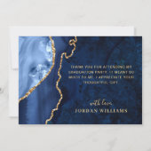 Moderner Golden Blue Marmor Agate Abschluss Dankeskarte (Rückseite)