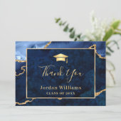 Moderner Golden Blue Marmor Agate Abschluss Dankeskarte (Stehend Vorderseite)
