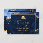 Moderner Golden Blue Marmor Agate Abschluss Dankeskarte (Vorne/Hinten)
