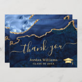 Moderner Golden Blue Marmor Agate Abschluss Dankeskarte (Vorne/Hinten)