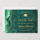 Moderner Golden Emerald Marble Abschluss QR-Code Save The Date (Vorderseite)
