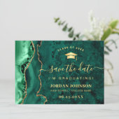 Moderner Golden Emerald Marble Abschluss QR-Code Save The Date (Stehend Vorderseite)
