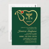 Moderner Golden Green Nursing Abschluss Einladung Postkarte (Vorne/Hinten)
