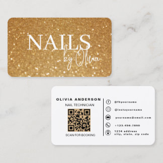 Moderner Golden Nail Specialist QR Code Geschäft Visitenkarte