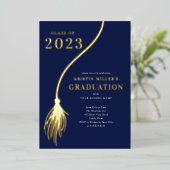 Moderner Golden Tassel Abschluss Einladung (Stehend vorne)
