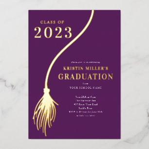 Moderner Golden Tassel Abschluss Folieneinladung
