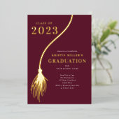 Moderner Golden Tassel Abschluss Folieneinladung (Stehend vorne)