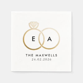 Moderner Golden Wedding Rings Cocktail Napkin Serviette