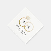 Moderner Golden Wedding Rings Cocktail Napkin Serviette (Ecke)