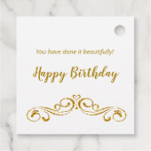 Moderner Goldene Glitzer-Effekt Tiara Quinceanera Geschenkanhänger (Rückseite)