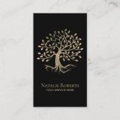 Moderner Goldene Tree Root Wellness Meditation Yog Visitenkarte (Vorderseite)
