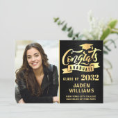 Moderner Goldener FOTO Abschluss Einladung (Stehend Vorderseite)