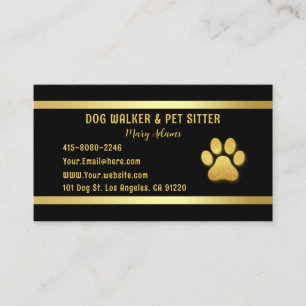 Moderner Goldener Hundespaziergang Pet Sitter Visitenkarte