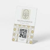 Moderner Goldener QR-Code-Pedestsockel Sockelschild (Vorderseite)