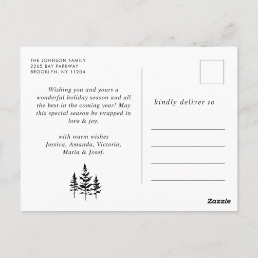 Moderner Goldener Weihnachtsgruß Postkarte (Rückseite)