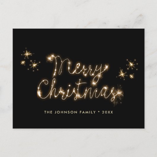 Moderner Goldener Weihnachtsgruß Postkarte (Vorderseite)